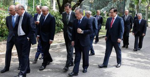 Rajoy, en la Moncloa, con los empresarios del Consejo Español de Competitividad. / EFE