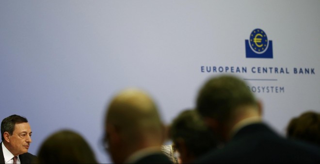 El presidente del BCE, Mario Draghi, en una rueda de prensa en la sede de la entidad en Fráncfort. REUTERS