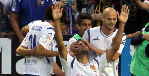 Willian José celebra su gol al Las Palmas. EFE/Javier Cebollada