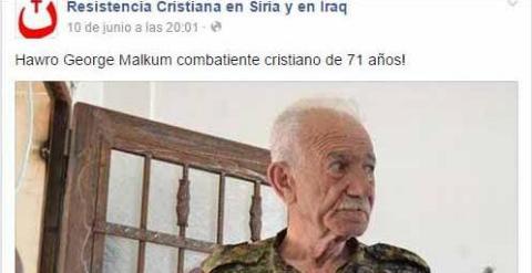 Publicación de Resistencia Cristiana en Siria y en Iraq en Facebook.