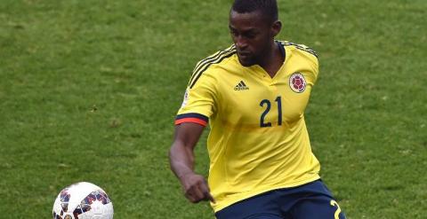 Jackson Martínez en un partido con Colombia en la Copa América./AFP