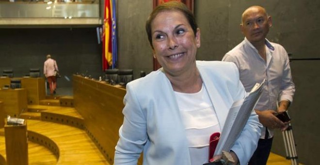 Uxue Barkos tras ser elegida el lunes presidenta del Gobierno de Navarra: /EFE