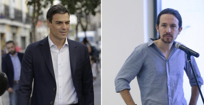 Los secretarios generales de PSOE, Pedro Sánchez, y de Podemos, Pablo Iglesias. EFE/REUTERS