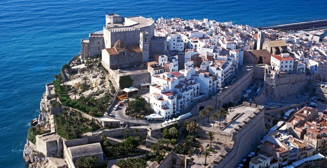 Vista aérea del Castillo del Papa Luna, en Peníscola.