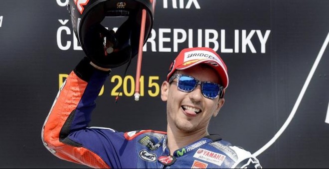 Jorge Lorenzo celebra su victoria en el GP de República Checa. - EFE