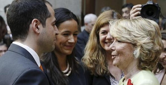 Esperanza Aguirre, junto a Begoña Villacís e Ignacio Aguado en una imagen de archivo. EFE