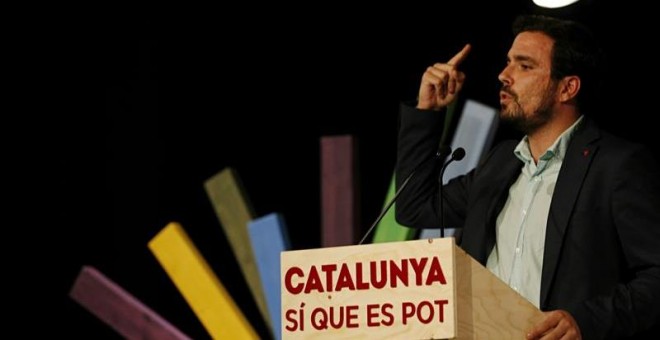 Garzón, durante el acto de Catalunya Sí que es pot. EFE/Alejandro García
