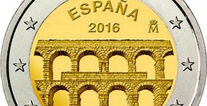 Moneda de dos euros que refleja el Acueducto de Segovia./ NUMIMASTICA VISUAL