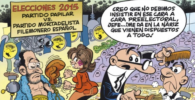 Portada de '¡Elecciones!', el nuevo álbum de Mortadelo y Filemón. EFE