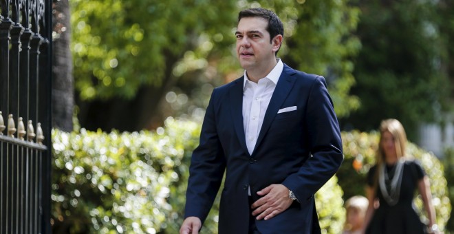 El primer ministro griego Alexis Tsipras durante la ceremonia en la que el nuevo Gobierno prestó juramento. REUTERS