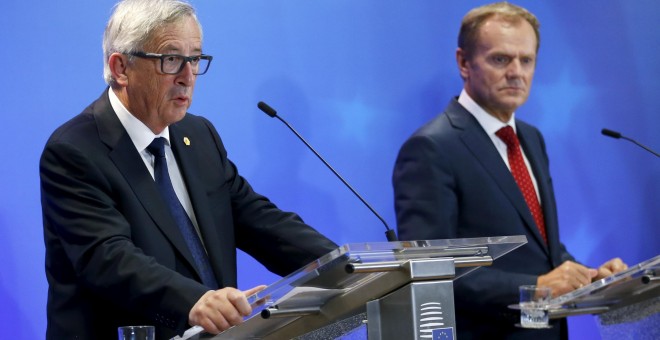 El presidente de la Comisión Europea, Jean-Claude Juncker, y del Consejo Europeo, Donald Tusk. - REUTERS