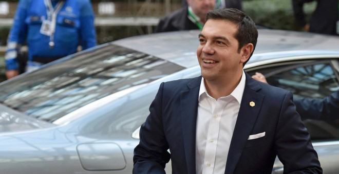 El primer ministro griego, Alexis Tsipras, a su llegada a la cumbre de líderes de la Unión Europea- REUTERS