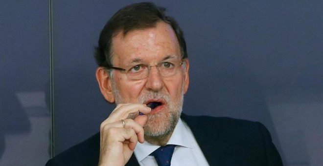 El presidente del Gobierno y del PP, Mariano Rajoy, durante la reunión del Comité Ejecutivo Nacional de su partido, tras las elecciones catalanas. EFE/Juanjo Martín