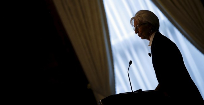 La directora gerente del FMI, Christine Lagarde, interviene ante el Consejo de las Américas, en Washington. REUTERS/Carlos Barria