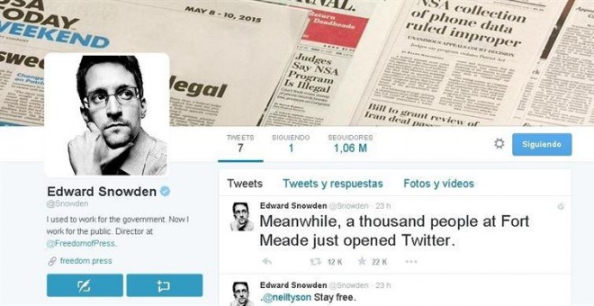 Imagen del perfil de Twitter de Edward Snowden.