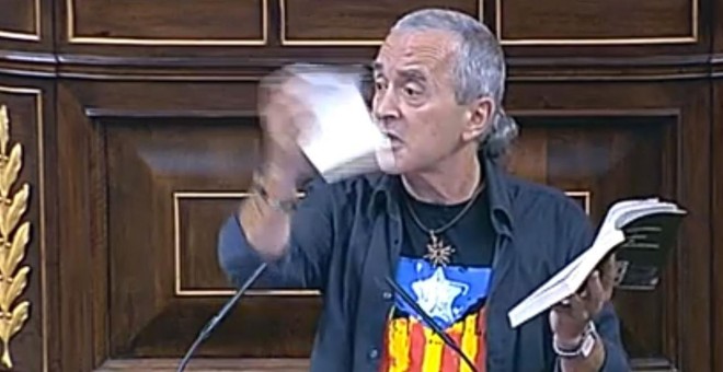 El diputado de Amaiur, Sabino Cuadra, rompió una Constitución el pasado 16 de septiembre en el Congreso./ EP