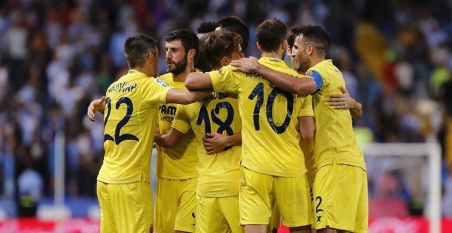 Jugadores del Villarreal celebran un gol en la presente temporada. EFE / Jorge Zapata.