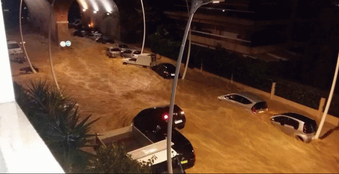 Imagen de un túnel de Cannes afectado por las inundaciones difundida por Twitter