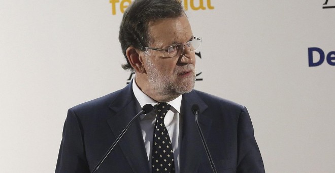 El presidente del Gobierno, Mariano Rajoy, durante su comparecencia en el coloquio de ABC y Deloitte. EFE