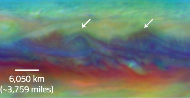 Nuevas imágenes de Júpiter revelan que su gran mancha está encogiendo. /NASA-ESA