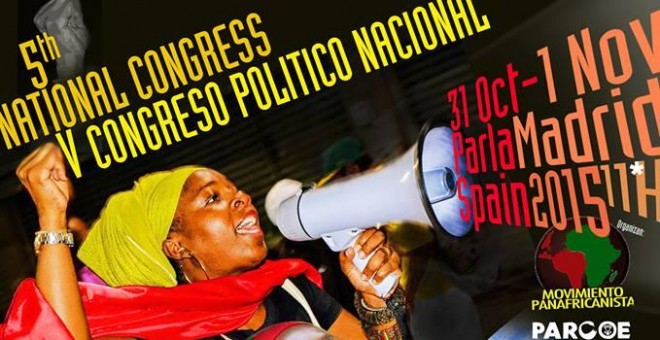 Fragmento del cartel del V Congreso Político Nacional del Movimiento Panafricanista de España.
