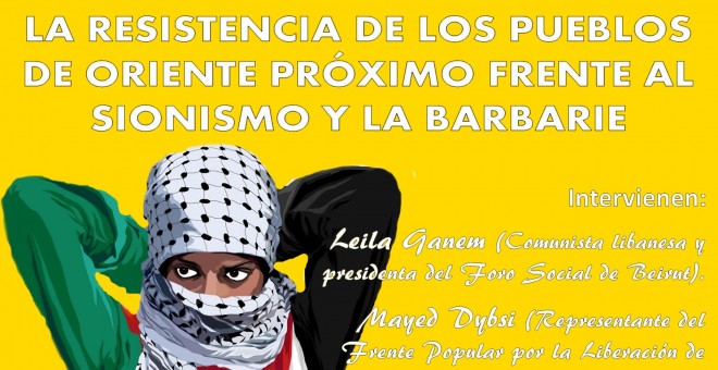 Cartel del acto organizado por el Tribunal Permanente de los pueblos contra la Guerra Imperialista y la OTAN.