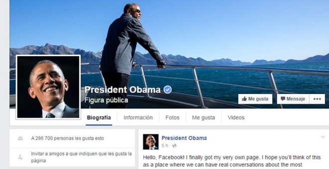 Página de Facebook del presidente Obama.