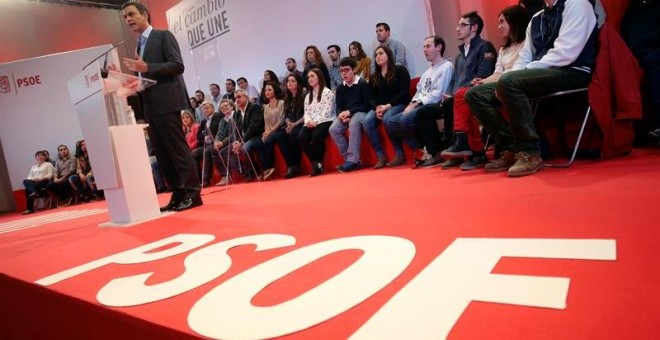 El secretario general del PSOE, Pedro Sánchez, en Guadalajara. / PEPE ZAMORA (EFE)