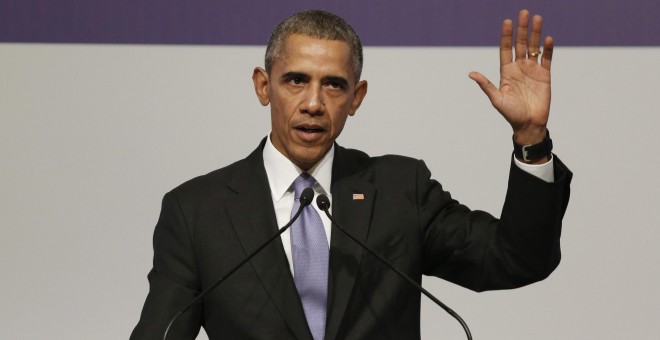 El presidente estadounidense, Barrack Obama, durante una rueda de prensa con motivo de la décima cumbre del G20 celebrada en Antalya .- EFE