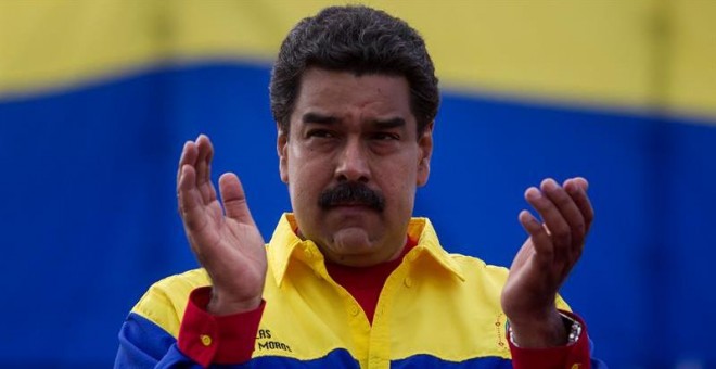 El presidente venezolano, Nicolás Maduro, asiste al cierre de campaña de la coalición oficialista Gran Polo Patriotico (GPP).- EFE