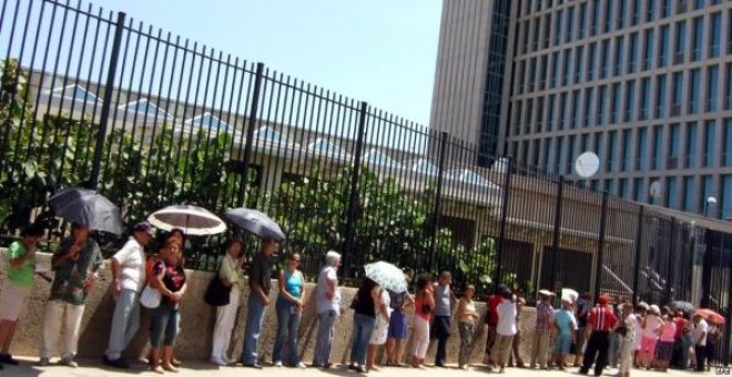 Cola para la Oficina de Intereses en La Habana. EFE