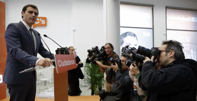 El presidente de Ciudadanos durante su comparecencia en rueda de prensa tras las elecciones del pasado 20D.- EFE