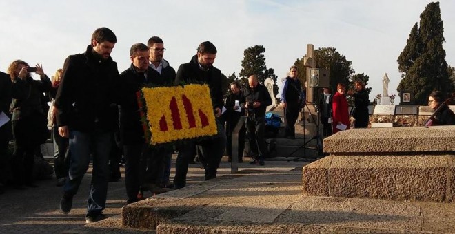 Rufián en la ofrenda floral a Francesc Macià.