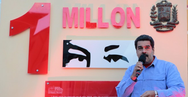 El presidente venezolano, Nicolás Maduro, durante la ceremonia de entrega de la vivienda social un millón, cerca de Caracas. EFE