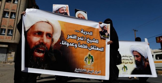 Protesta chiiíta en Yemen contra la ejecución del clérigo Nimr Baqir al Nimr en Arabia Saudí. REUTERS