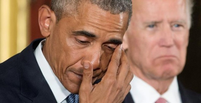 Obama se emociona durante su discurso para mejorar el control de la venta de armas en EEUU. / EFE