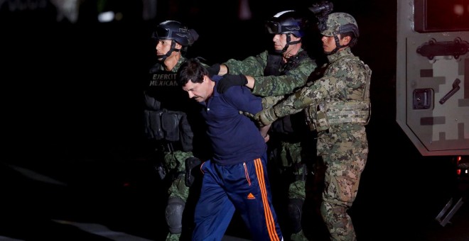 El 'Chapo' Guzmán, en el momento de su detención. REUTERS