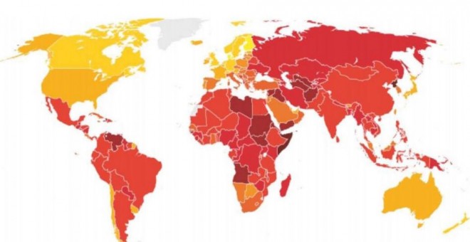 Mapa mundial de la corrupción (según el informe IPC 2015)