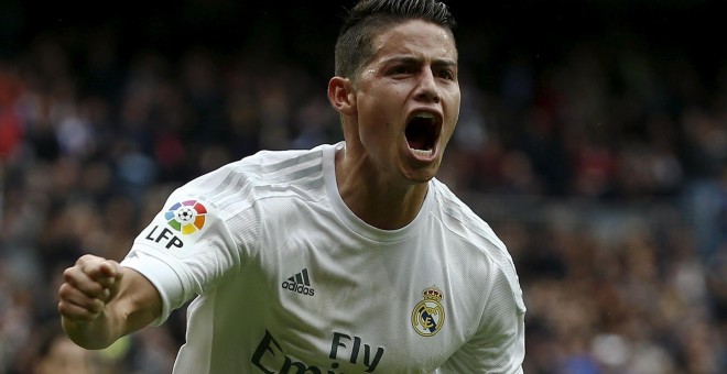 James Rodríguez celebra su gol ante el Athletic de Bilbao el sábado. /REUTERS