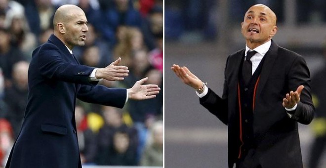 Zinedine Zidane y Luciano Spalletti, al frente del Real Madrid y la Roma.