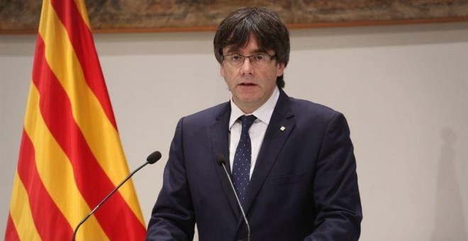 El presidente de Catalunya, Carles Puigdemont, este jueves./ EUROPA PRESS