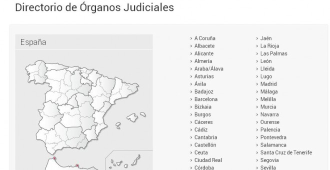 Imagen del Directorio de jueces y órganos judiciales puesto en marcha por el CGPJ. / poderjudicial.es