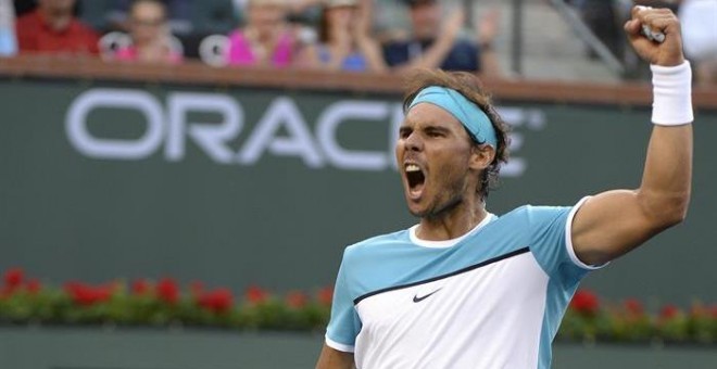 Nadal celebra su triunfo contra Zverev en Indian Wells. /EFE