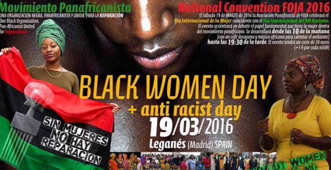 Cartel de la convención anual del Movimiento Panafricanista, que lleva por título 'Sin mujeres no habrá reparación'.