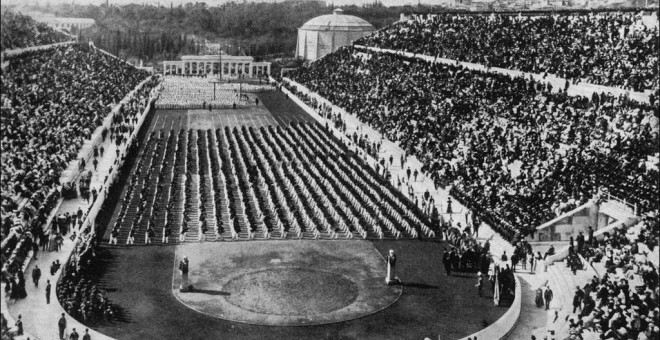 Inauguración de los Juegos Olímpicos de Atenas 1896.