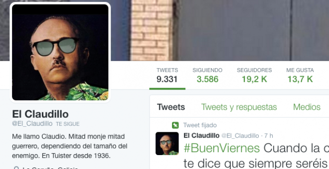 Captura de pantalla del perfil en Twitter de 'El Claudillo'