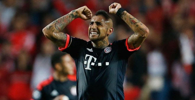 Vidal celebra su gol al Benfica. Reuters / Rafael Marchante