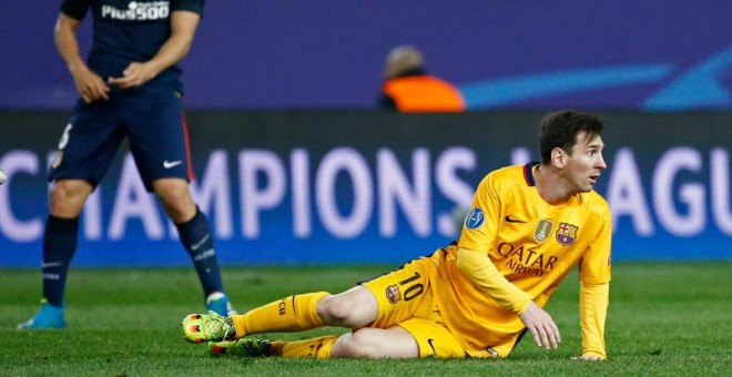 Messi, durante el partido contra el Atlético. Reuters / Juan Medina