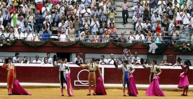 Imagen de la última corrida celebrada en el coso taurino de Illumbe - EFE