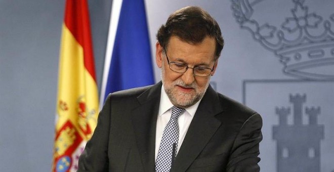 El presidente del Gobierno en funciones, Mariano Rajoy, en rueda de prensa. EFE/Paco Campos.